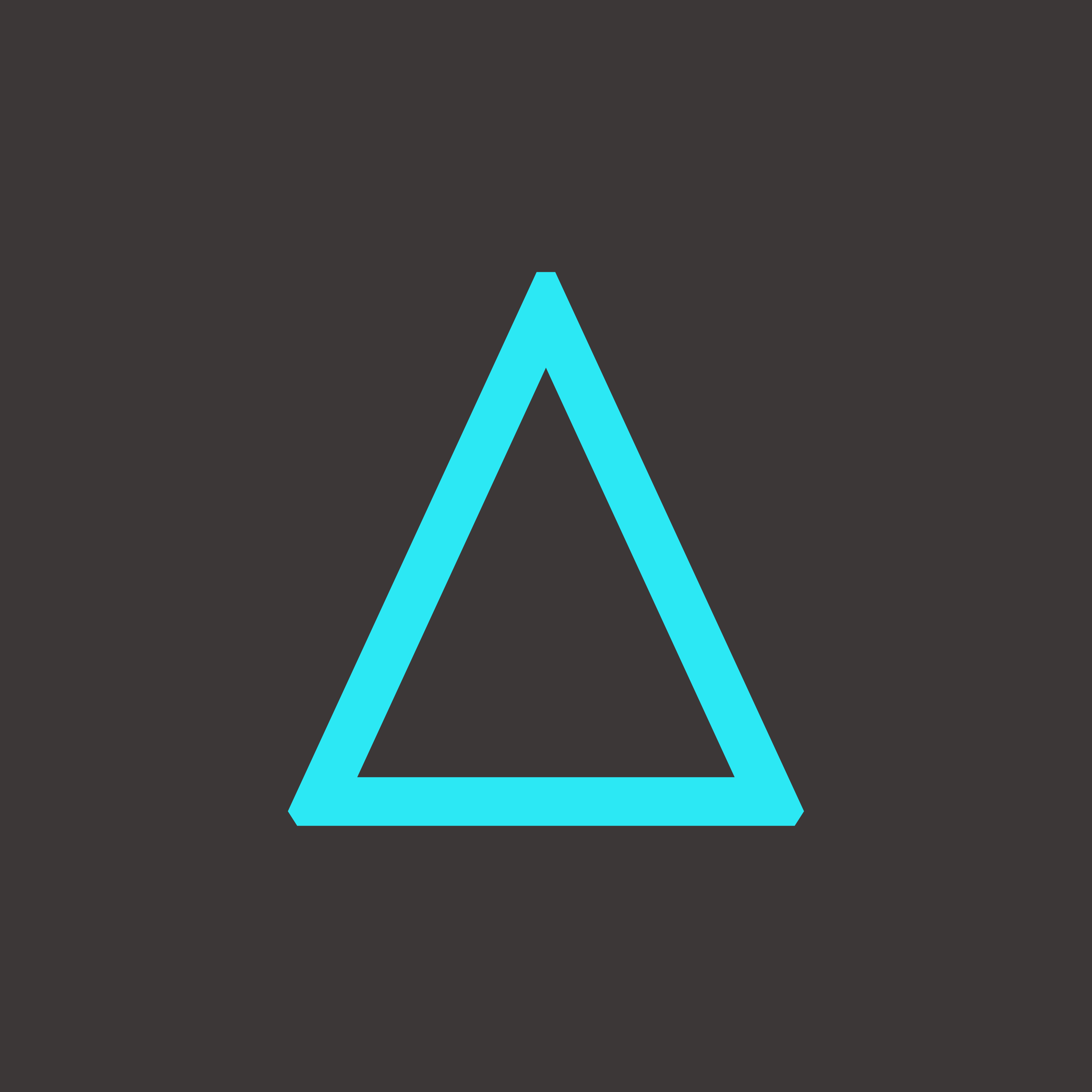 a cyan triangle (representing the letter A) on a grey background